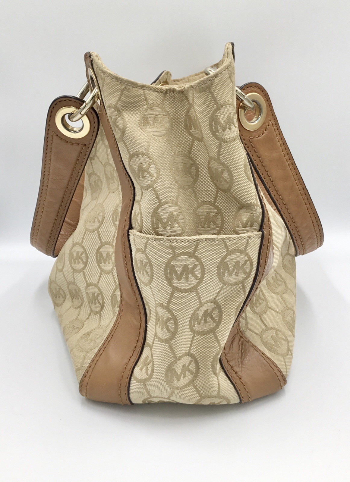 Michael Kors Ludlow Large Signature Jacquard Shoulder Bag Leather Double Handle