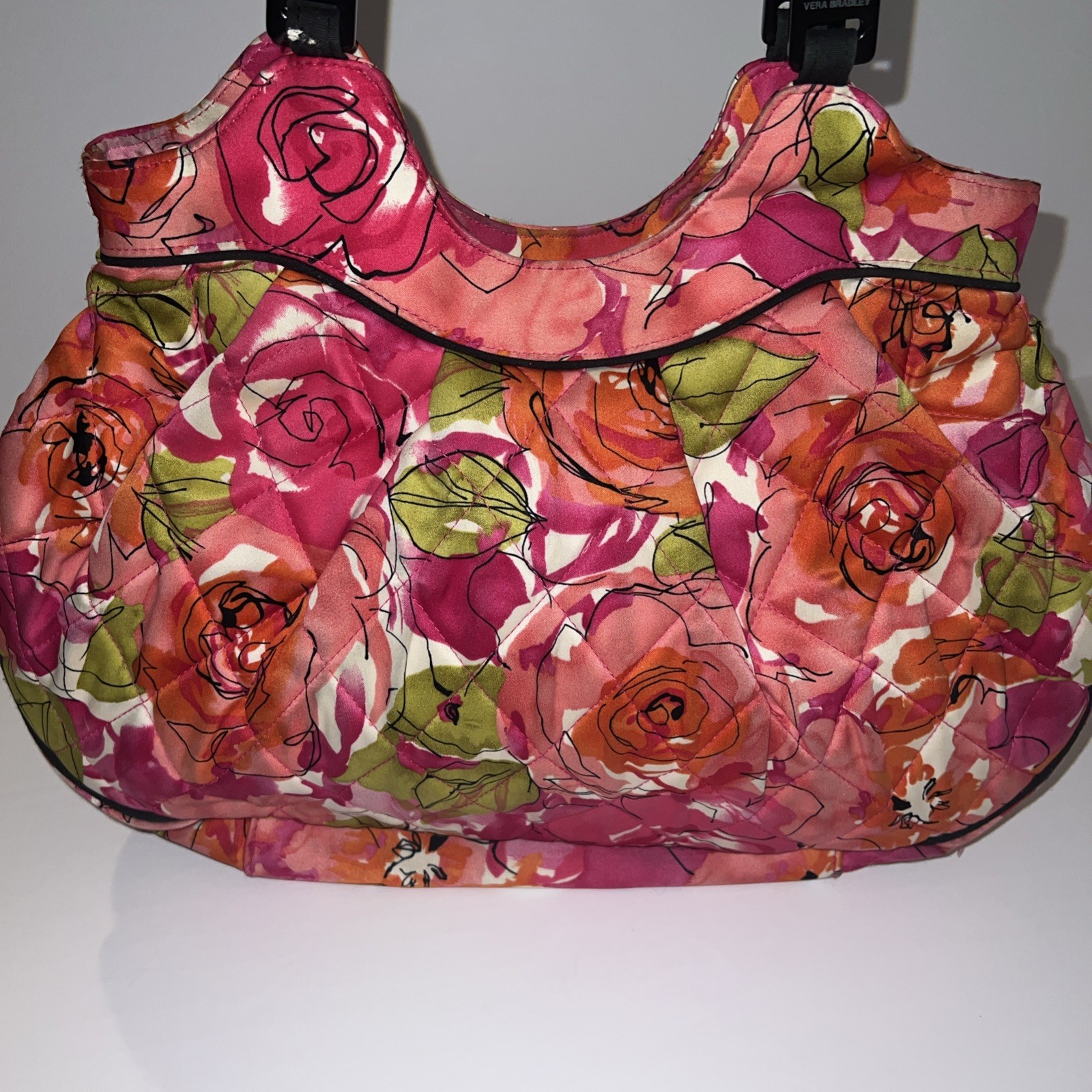 Vera Bradley Millie Purse Rose Pattern Sateen Lucite Handles Spring Summer Flora