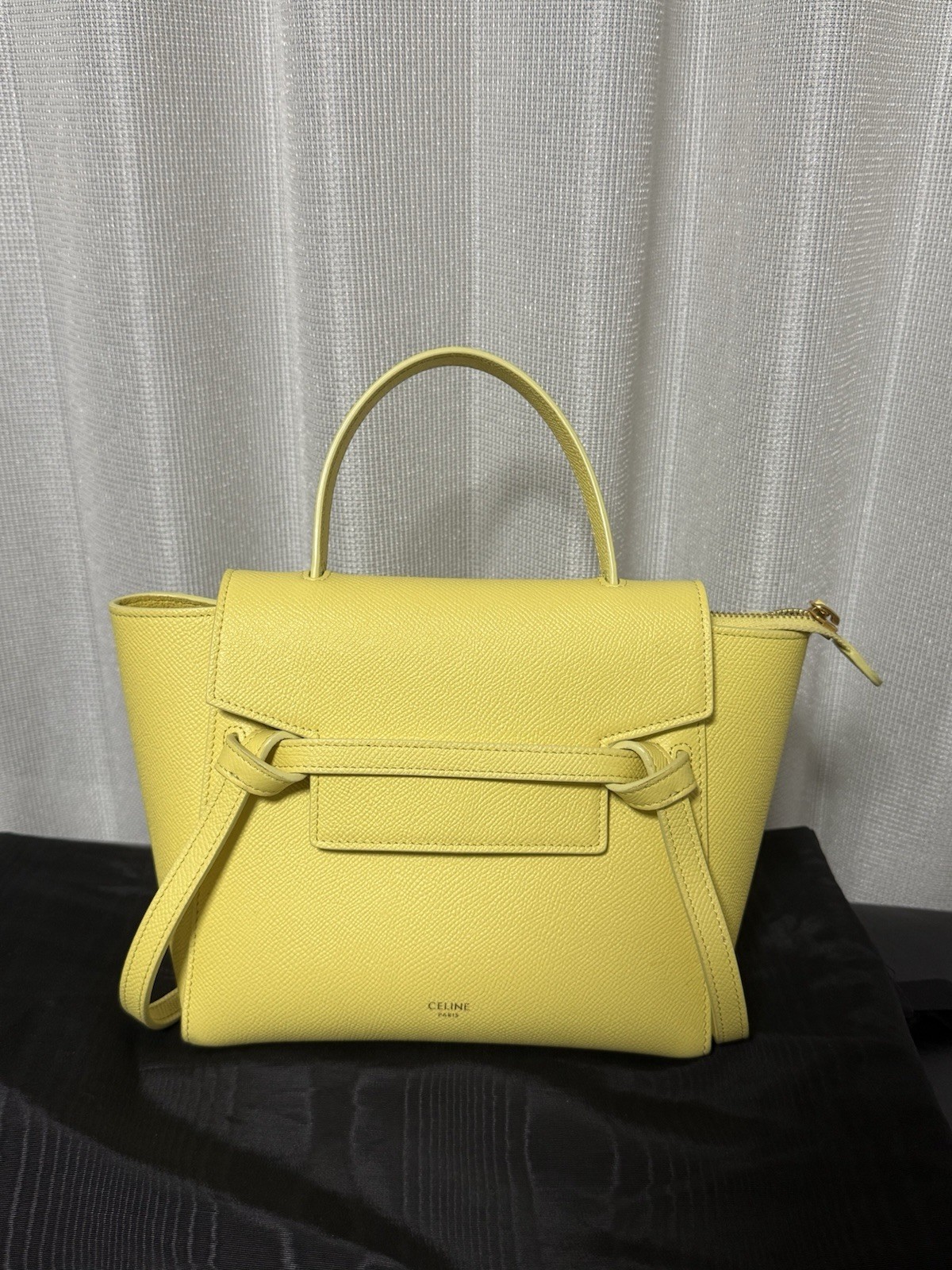 CELINE Nano Belt Bag Acacia Yellow Grained Calfskin 2Way Crossbody Handbag