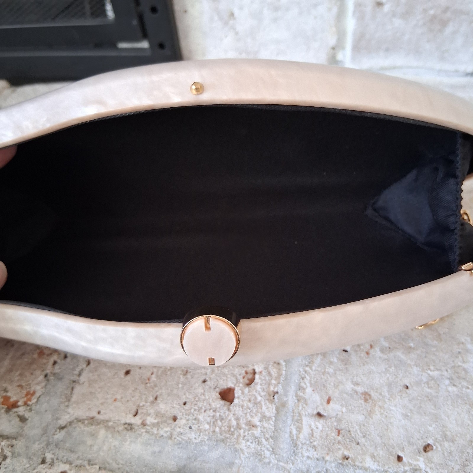 Pearl Acrylic Shell Clutch Evening Purse Iridescent Marbled Shoulder Bag