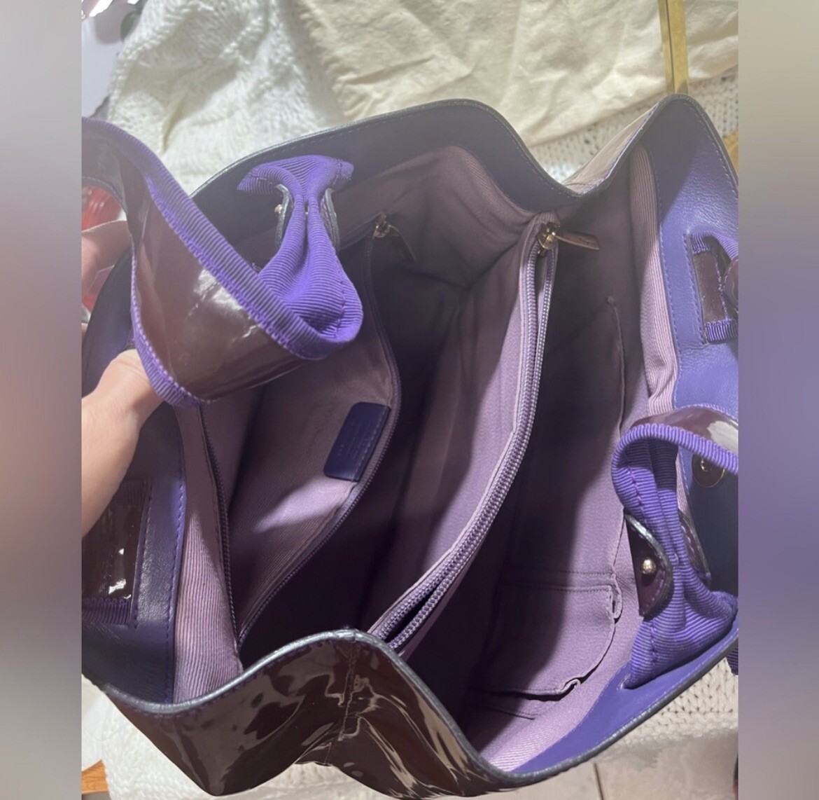 Salvatore Ferragamo Purple Patent Leather Miss Vara Selene Tote
