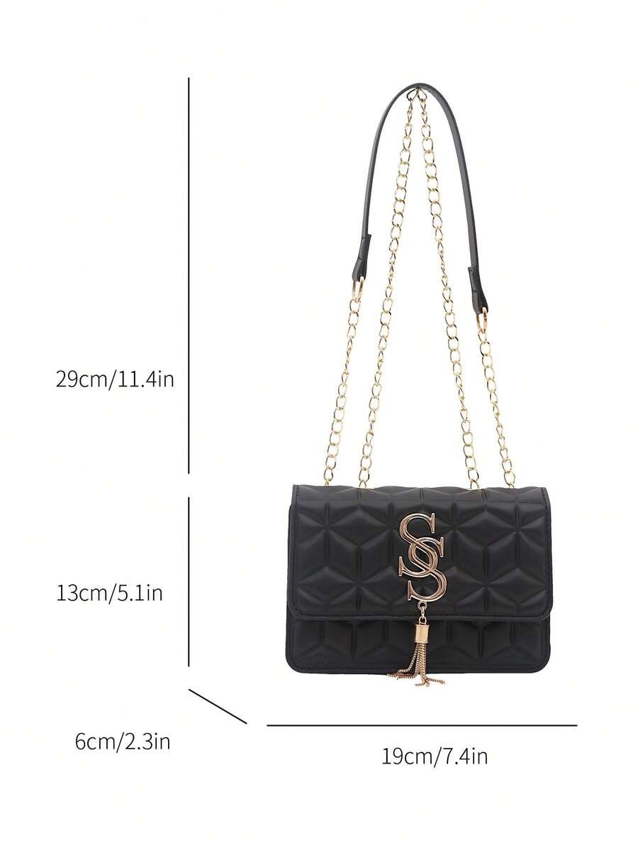 Monogram Square Bag Ruched Flap Chain Multi-compartment Crossbody Handbag