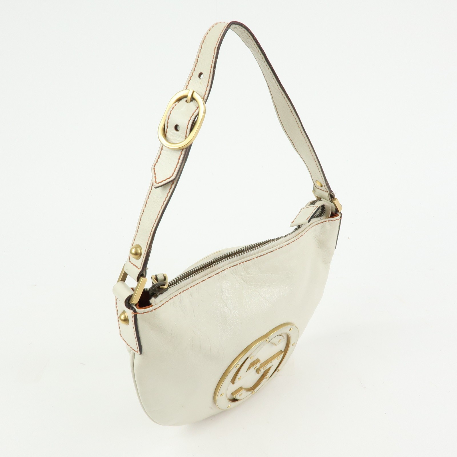 GUCCI Interlocking G Leather Hand Bag Shoulder Bag Ivory 121552 Auth Used F/S