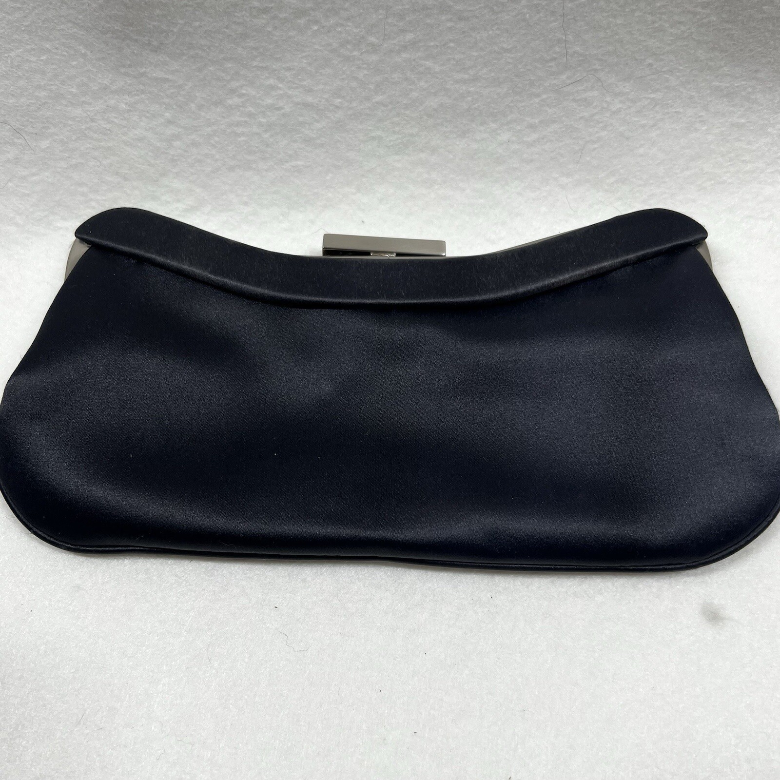 Antonio Melani Handbag Black Satin Clutch Vintage 10×5″ Twist Lock