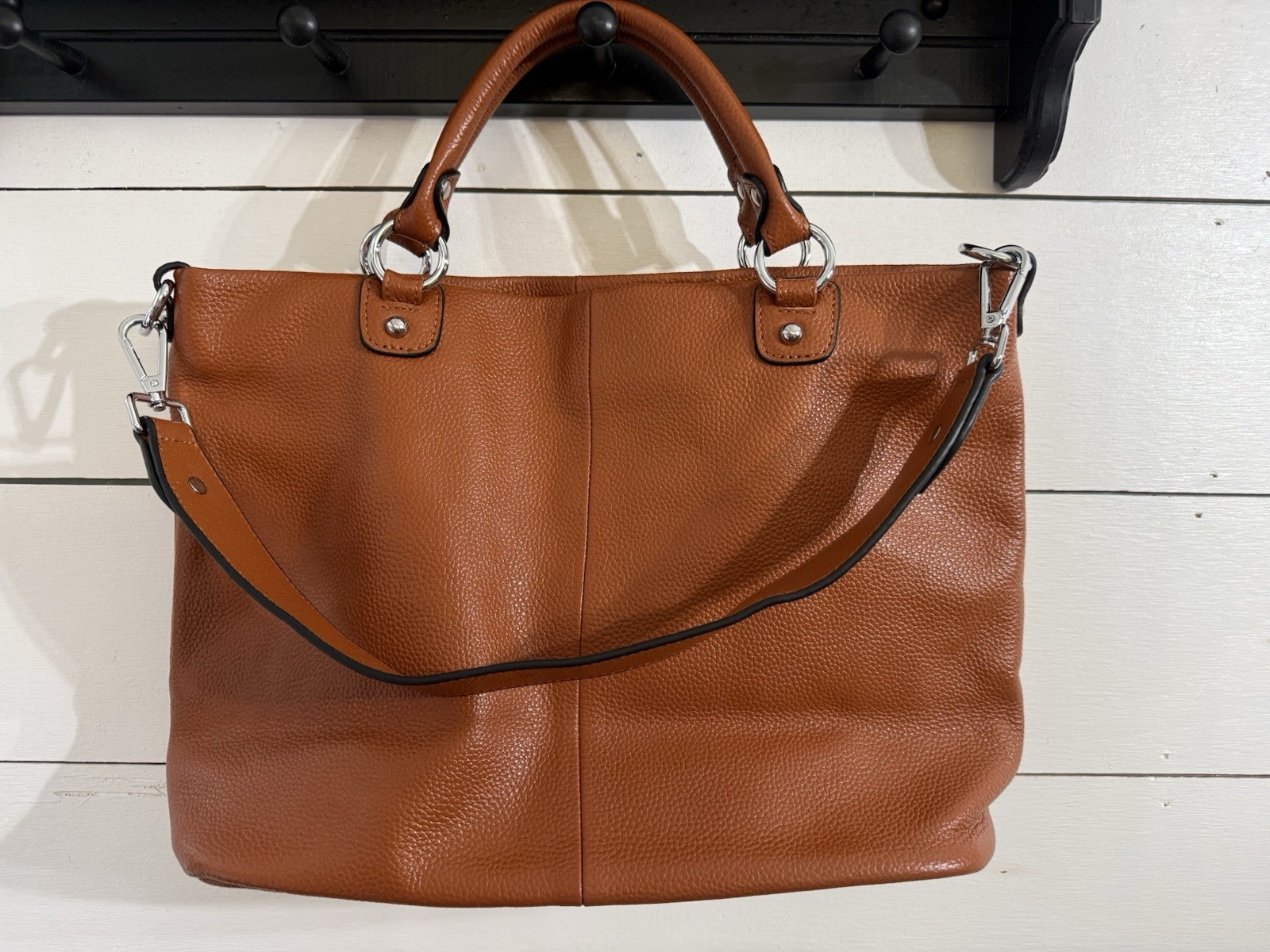 Kattee Womens Tan Genuine Leather Purse Handbag Satchel Tote Shoulder Bag