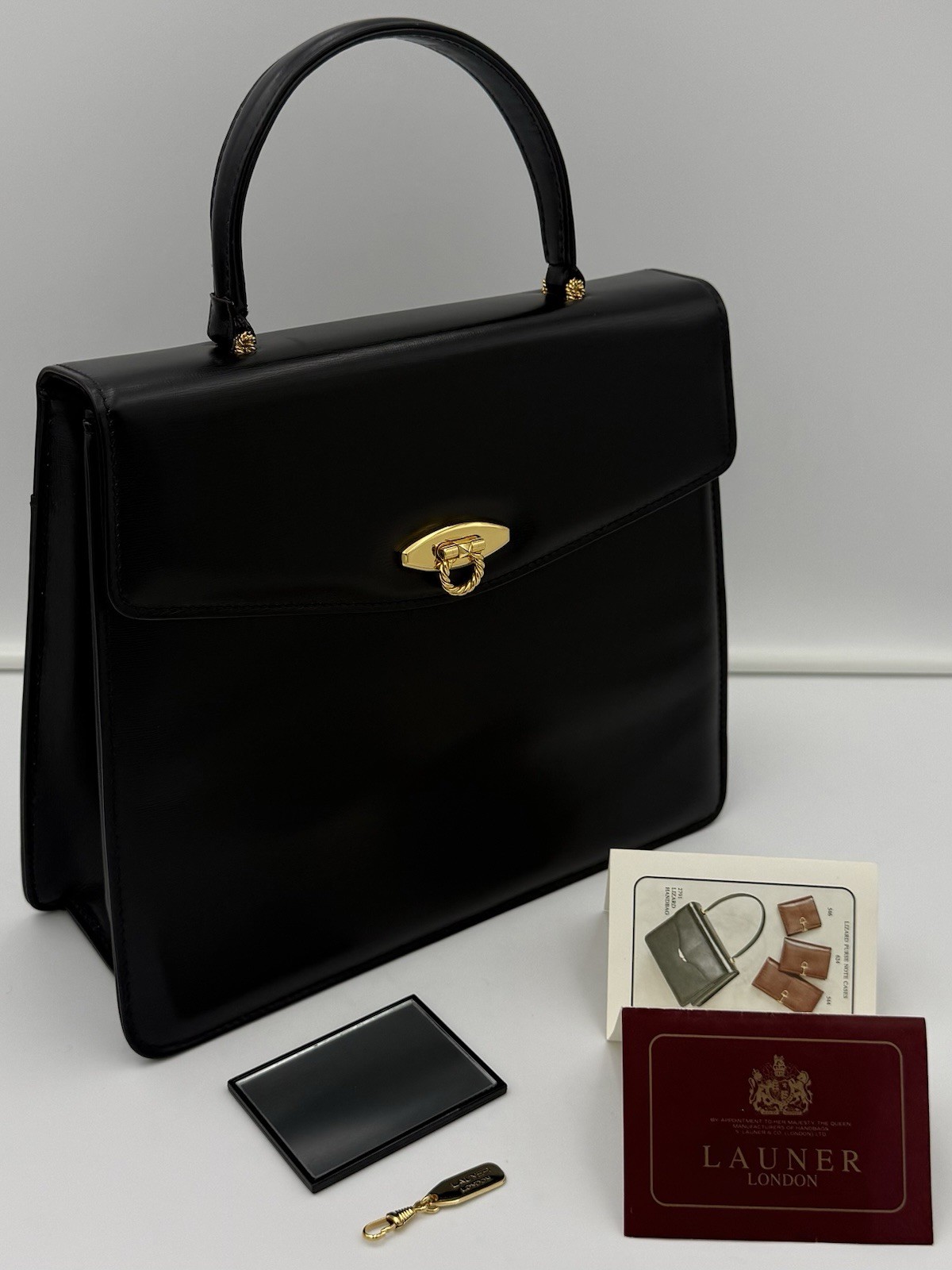 LAUNER 1941 LONDON Black Calf 28 Bag • Royal Warrant H.M. QUEEN Made in ENGLAND