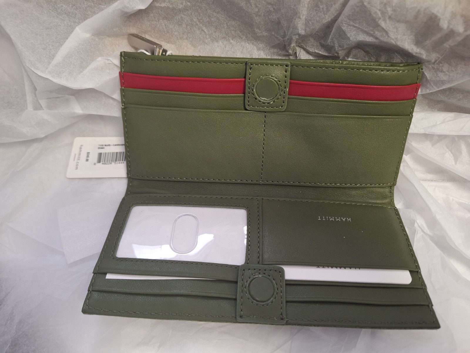Hammitt 110 North Wallet in Landscape Green Leather New
