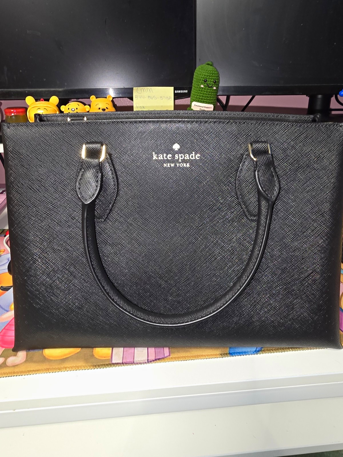 kate spade new york Medium Satchel Black Zip, Detachable Strap, Gold Hardware
