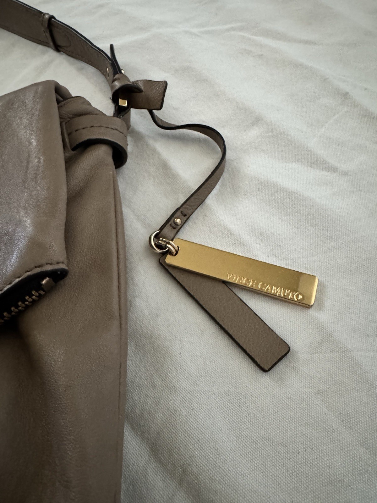 Vince Camuto ALDER Buttery Soft Leather Kangaroo Taupe Hobo Shoulder Bag 21