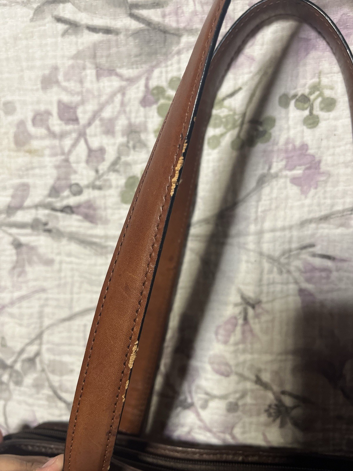 Fossil Brown Pebbled Shoulder Bag Zip Closure Key Charm Lined Inner Pockets