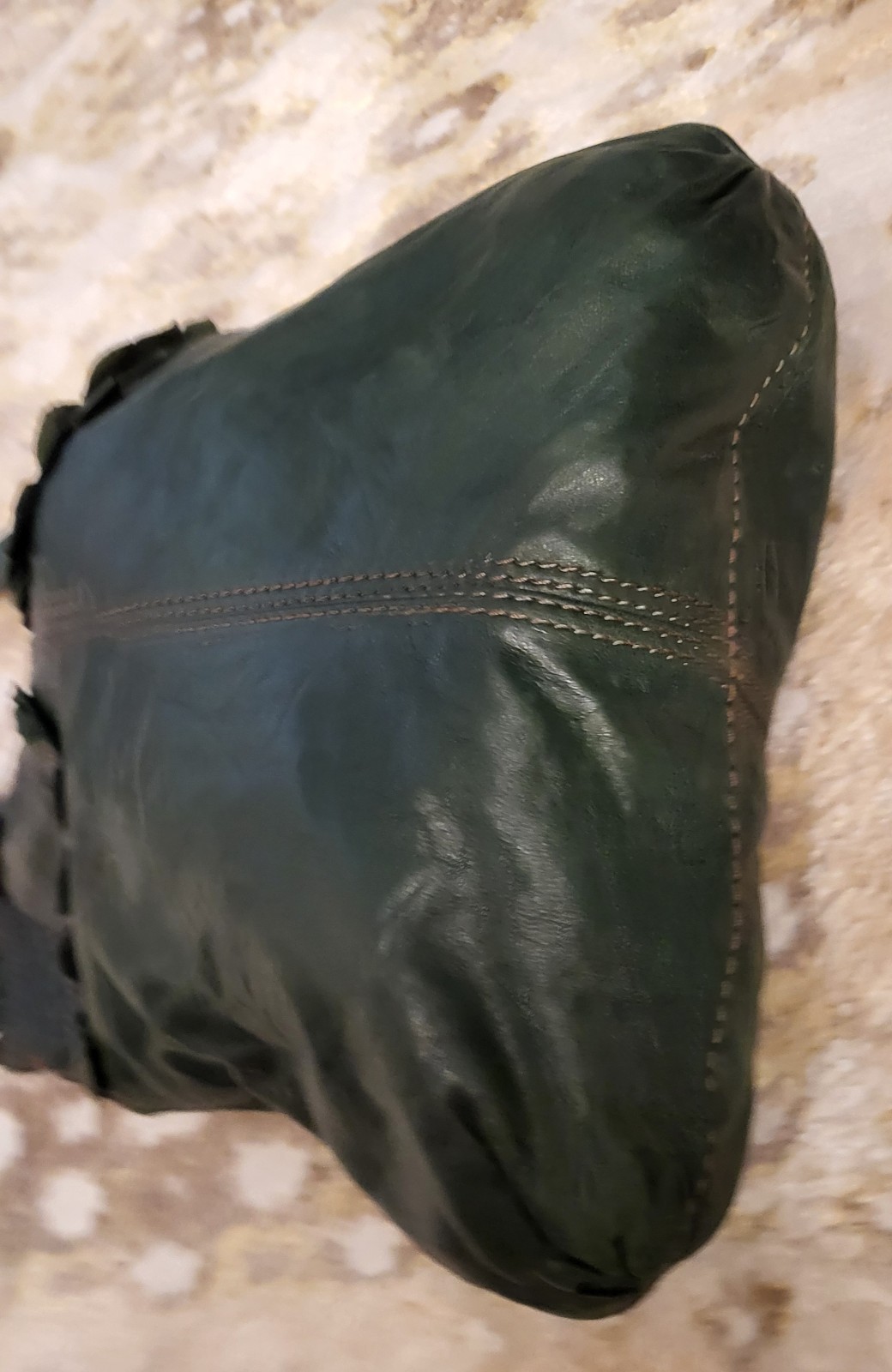 Vintage Lucky Brand Abbey Road Italian Leather Green Hippie Boho Bag W/ Straps
