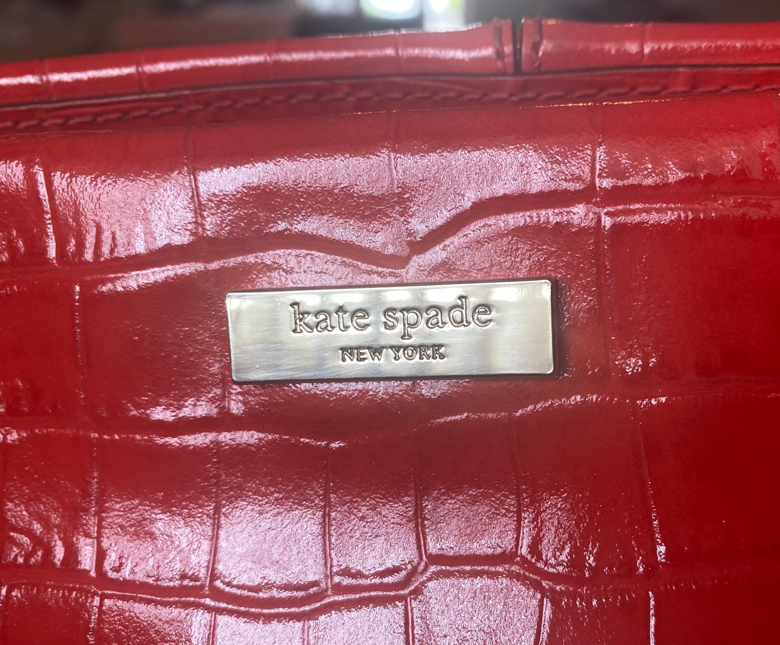Kate Spade New York Knightsbridge Quinn Vibrant Red Crocodile Embossed Bag, New