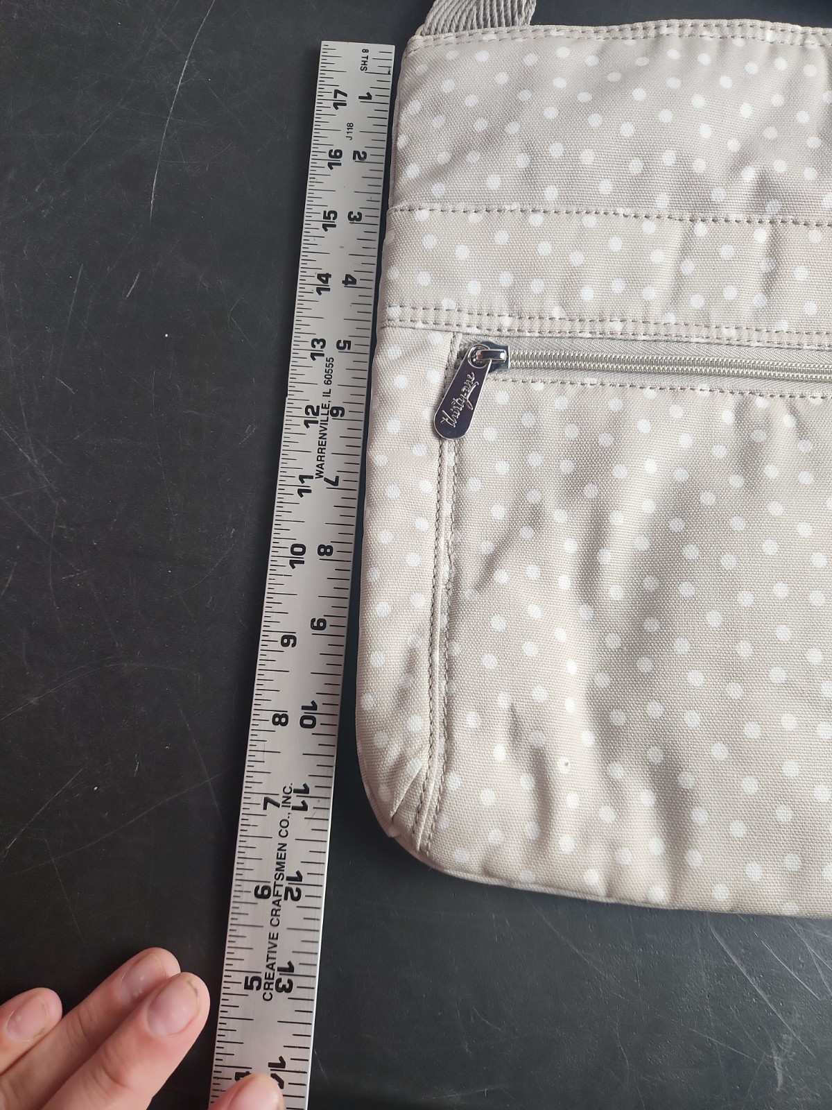 Thirty One Organizing Shoulder Bag Taupe Dancing Dot