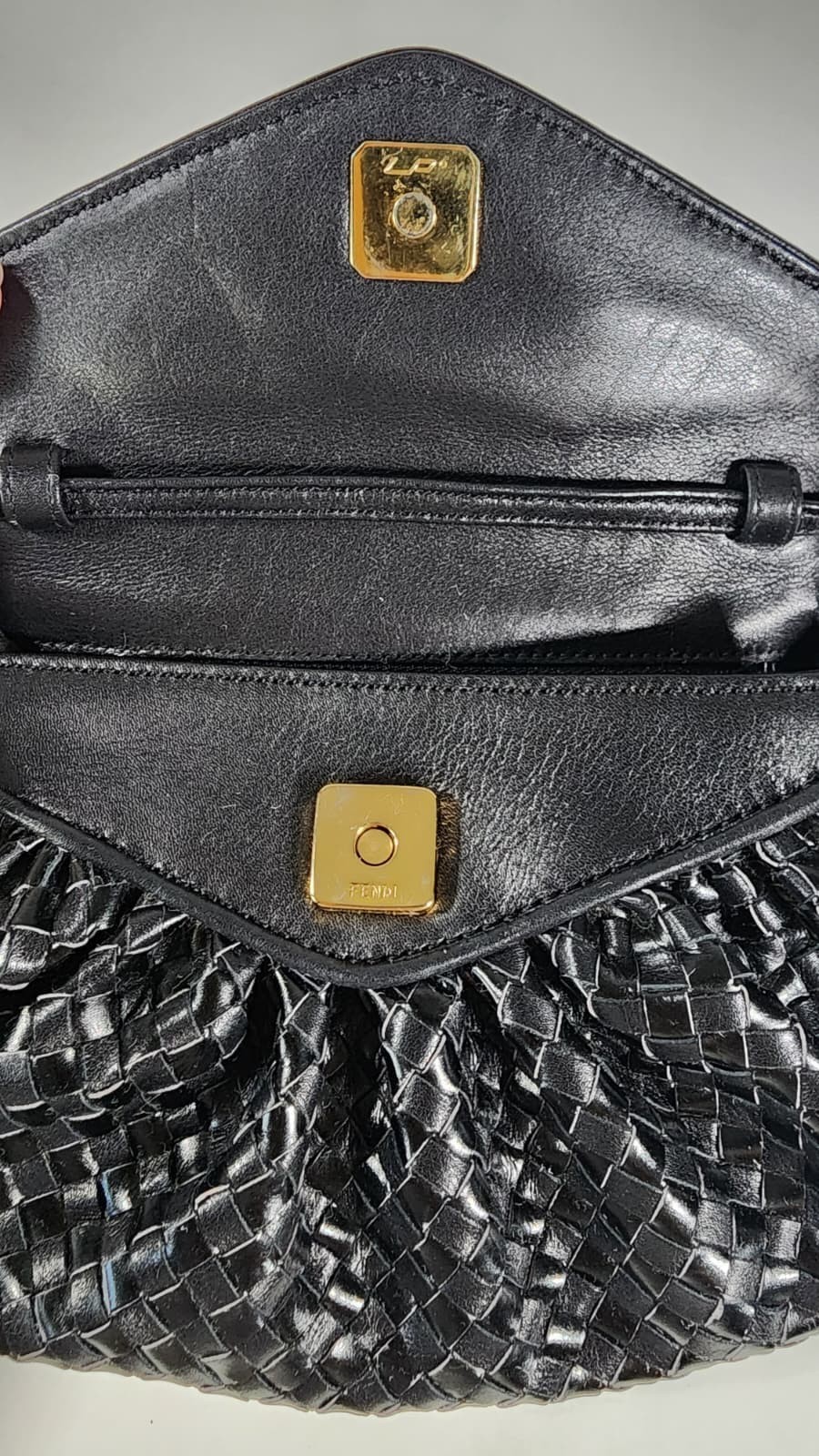 Fendi woven mini structured crossbody/clutch