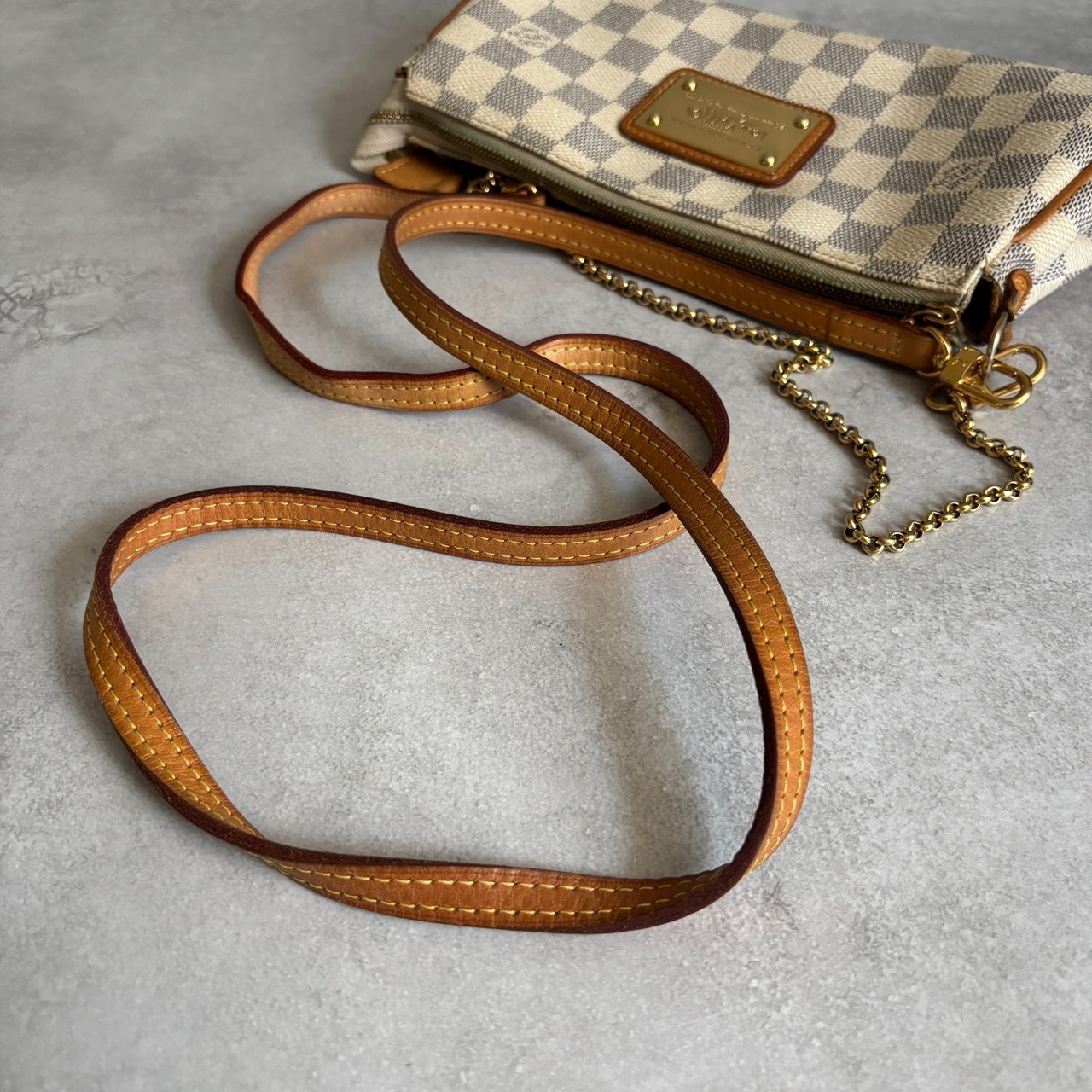LOUIS VUITTON LV GHW Eva 2 Way Shoulder Bag N55214 Damier Azur White
