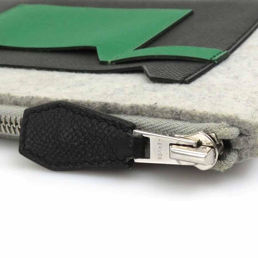 HERMES Bag: Toodoo Gray/Black/Green W28.5×H19.5cm w/o accessories;