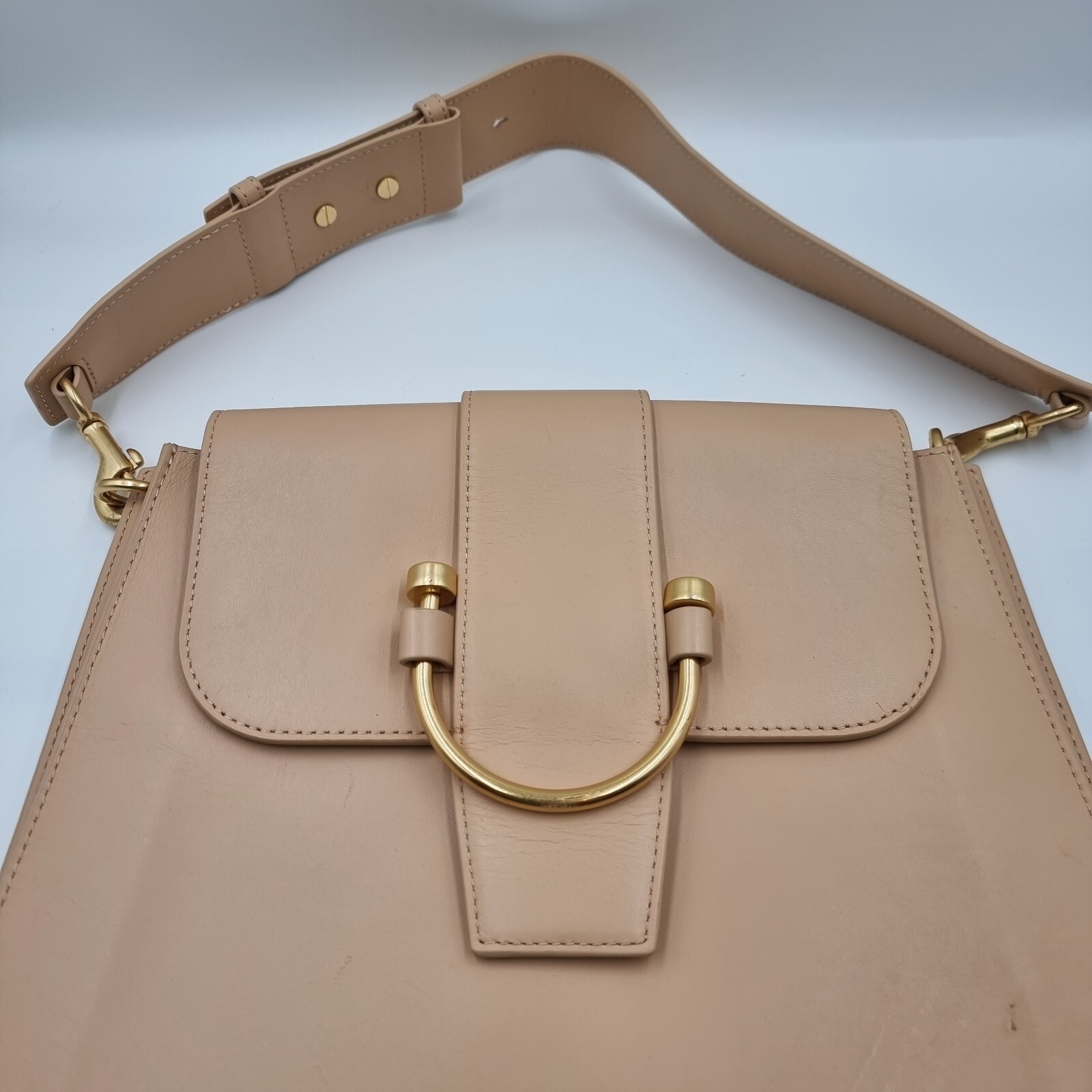 Oroton Solo Sable Tan Large Genuine Leather Satchel Shoulder Bag Purse Designer