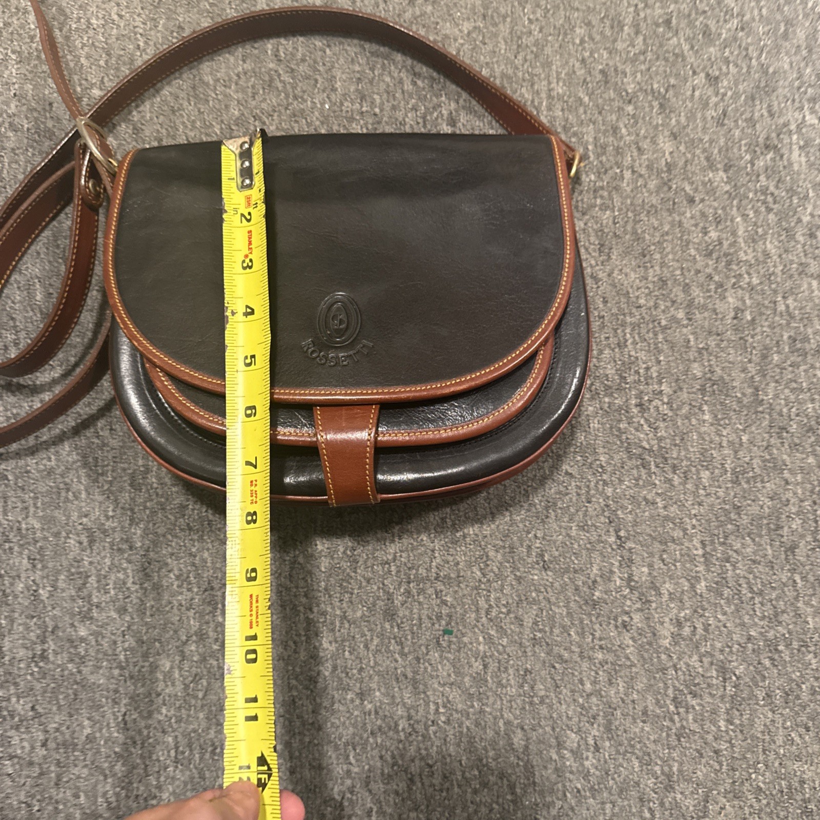 Rosetti Women’s Leather Made In Italy Crossbody Bag Black With Brown Trim