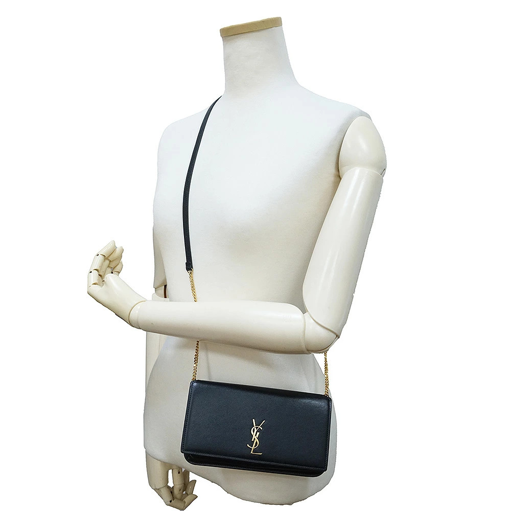 SAINT LAURENT 635095 Cassandra Monogram Phone Holder Black Shoulder Bag #1014