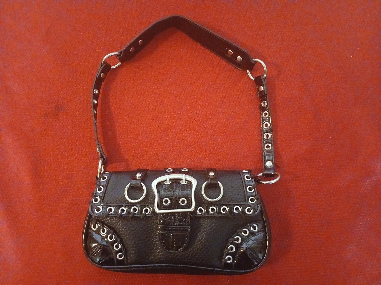 Silence + Noise Jade Laced Rivet Bag Urban Outfitters Faux Leather Excellent Con