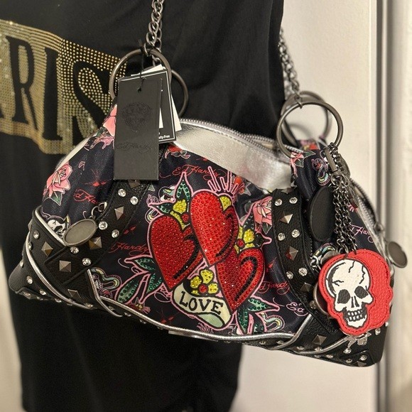 Ed Hardy Baby Super Sexy Edgy Chain Shoulder Bag – Last One Medium Size NWT