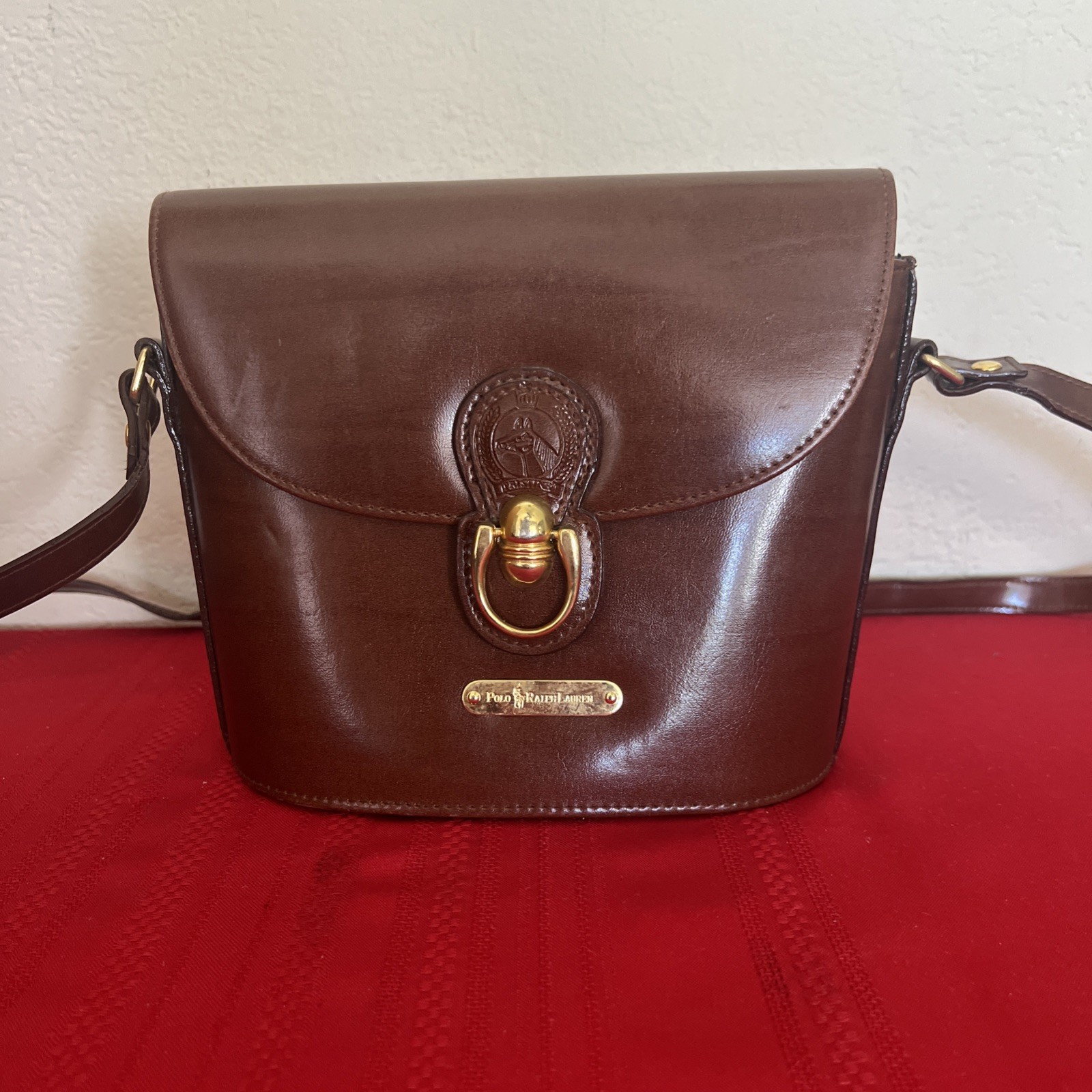 VTG Polo Ralph Lauren Equestrian Saddle Leather Crossbody Purse Shoulder Bag