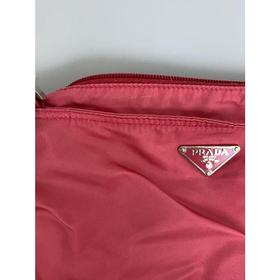 PRADA Pink Nylon Shoulder Bag Triangle Logo Adjustable Strap 27.5x25cm Auth