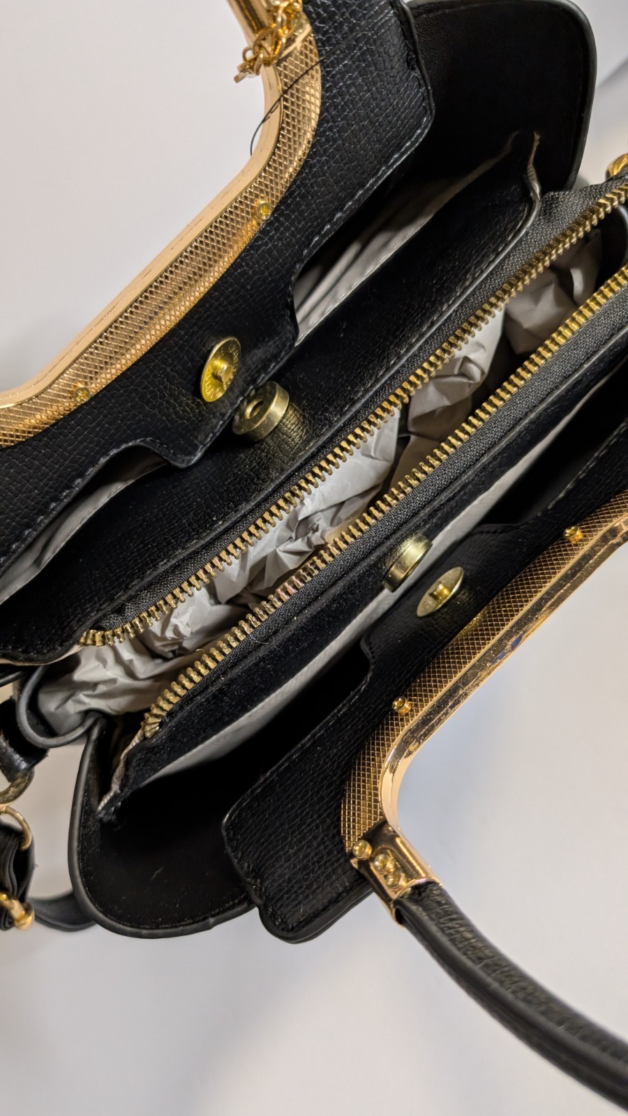 Becool Black Satchel Bag Gold Hardware Top Handle Crossbody Purse NWT In Pockets