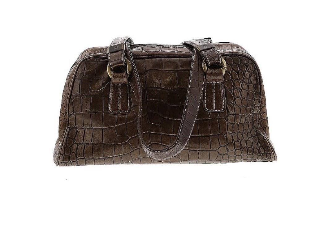 Vintage Donald Pliner Brown Embossed Aligator Crocodile Leather Bag