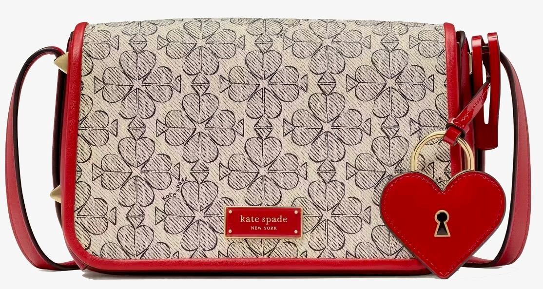 KATE SPADE LIV SPADE FLOWER COATED CANVAS SMALL FLAP CROSSBODY W/DUSTBAG NWT$348