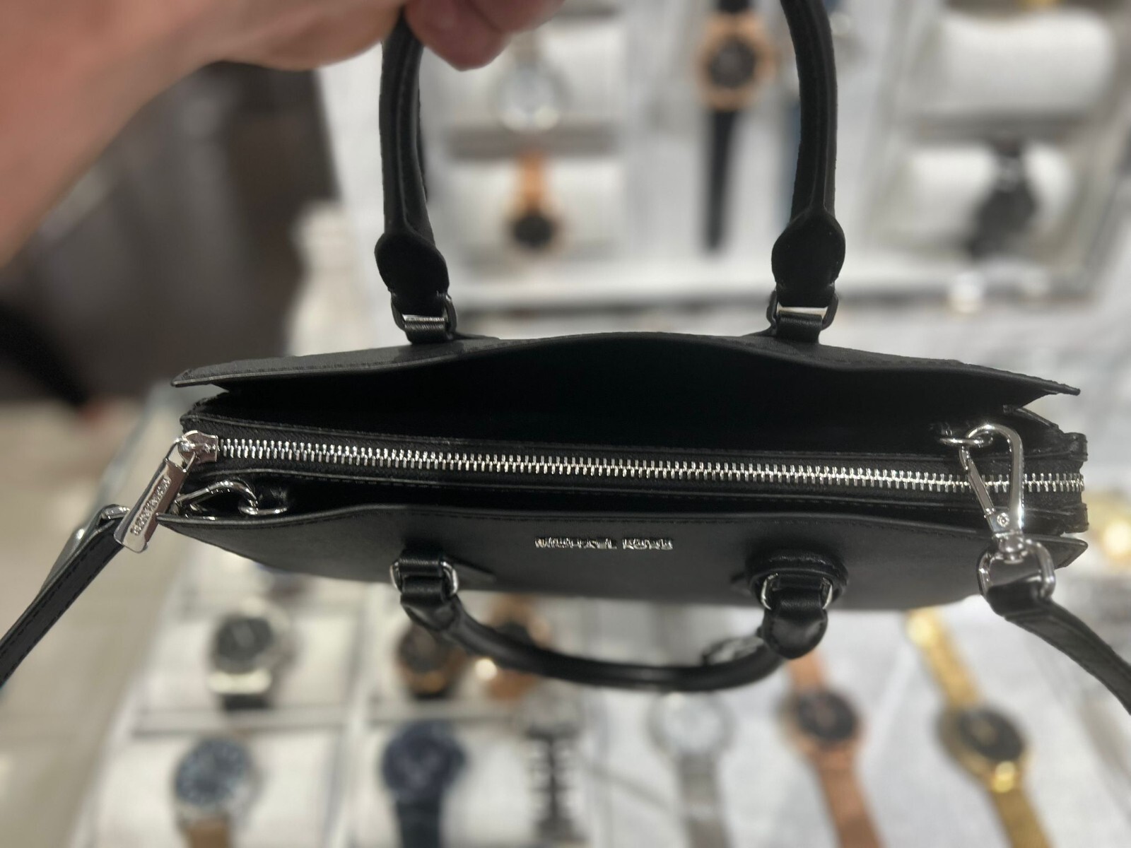 Michael Kors Sheila Silver-Toned Medium Crossbody Satchel Bag Shoulder Black MK