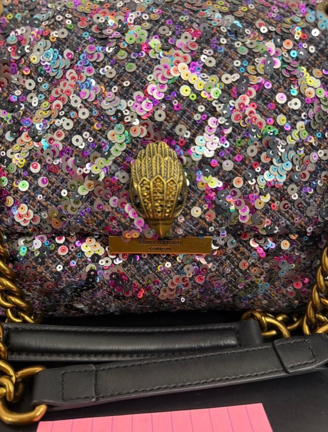 Kurt Geiger London SEQUIN Multi Color KENSINGTON CONVERTIBLE Crossbody Bag