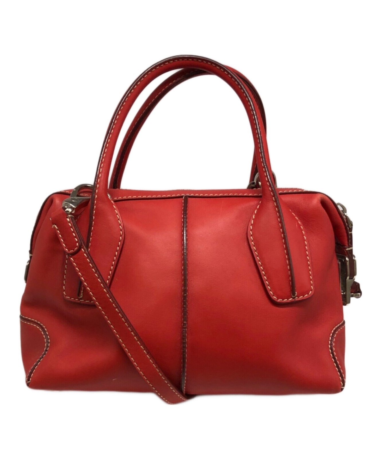 Tods D Styling Small Red Leather 2Way Handbag Shoulder Bag Italy 13cm 19cm 9cm