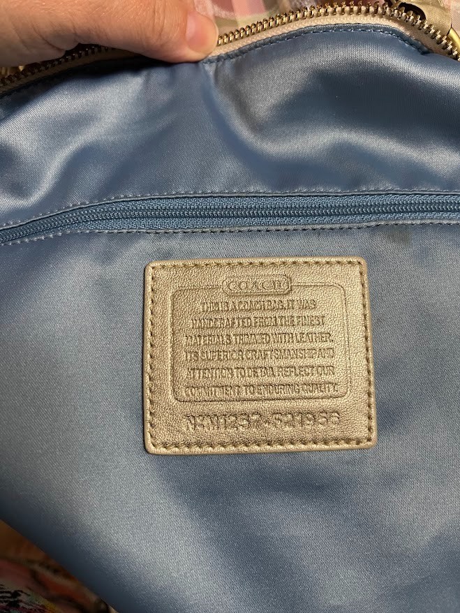 Y2K Coach Poppy Daisy Madras Plaid Gold Leather Signature Tote Style No F21956