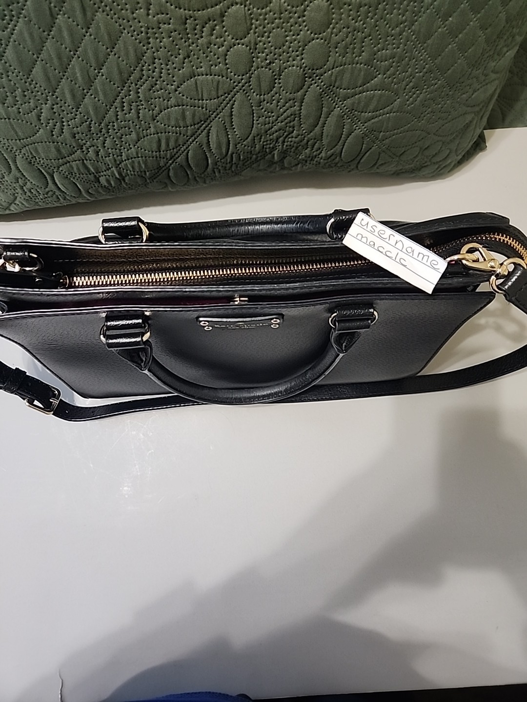 Kate Spade Cowhide Blk Pebbled Lthr. Satchel Bag 12 1/2 x 9 1×2 X 6