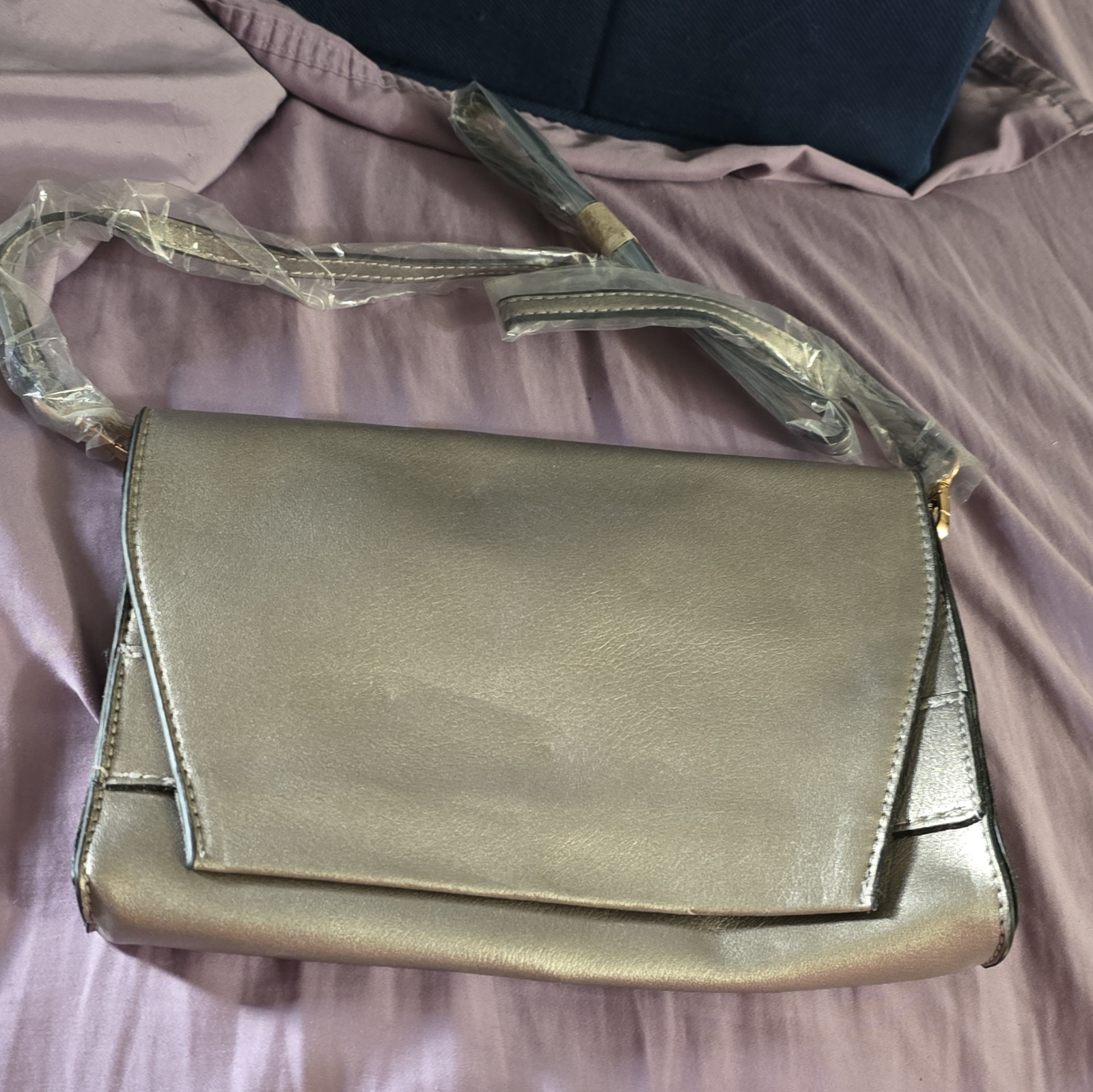 Summer & Rose Gray Small Flap Crossbody Bag Magnetic Close Detachable Strap