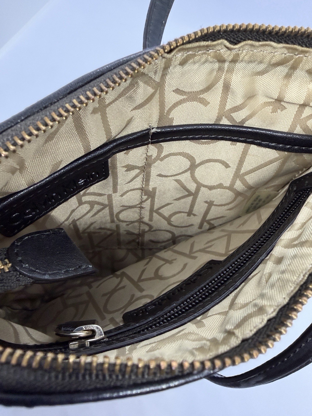 Calvin Klein Brown and Black Monogram Crossbody Bag