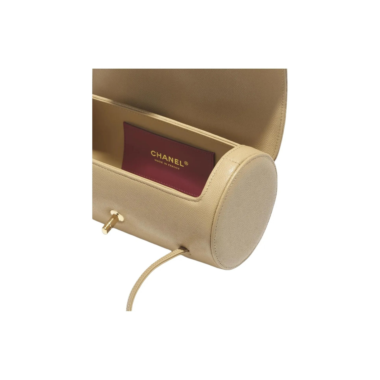 CHANEL Small Bowling Bag Beige Gold Hardware 8.07*3.94*3.94 in