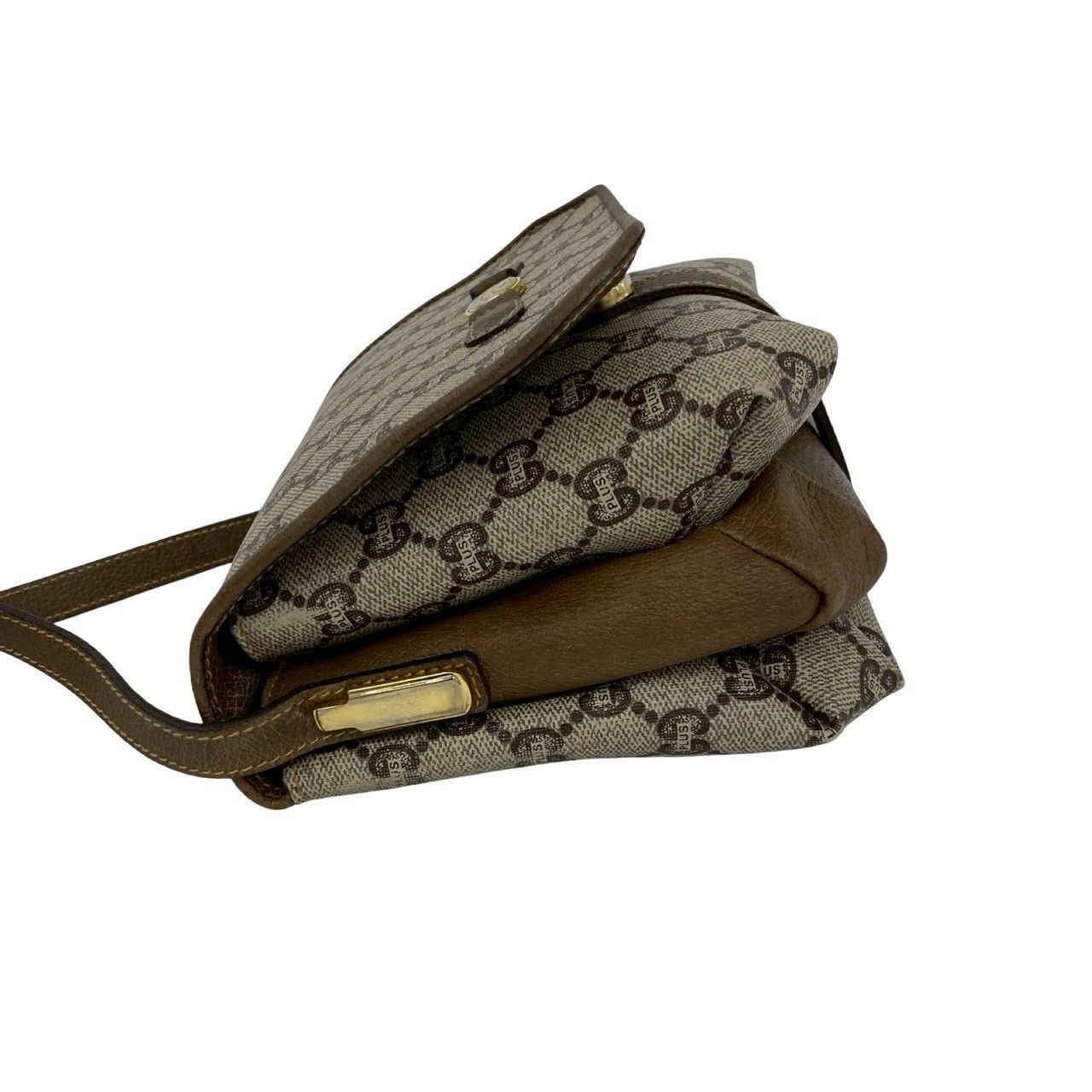 Gucci Brown Leather PVC Shoulder Bag 6.5in x 17.5in x 6.5in