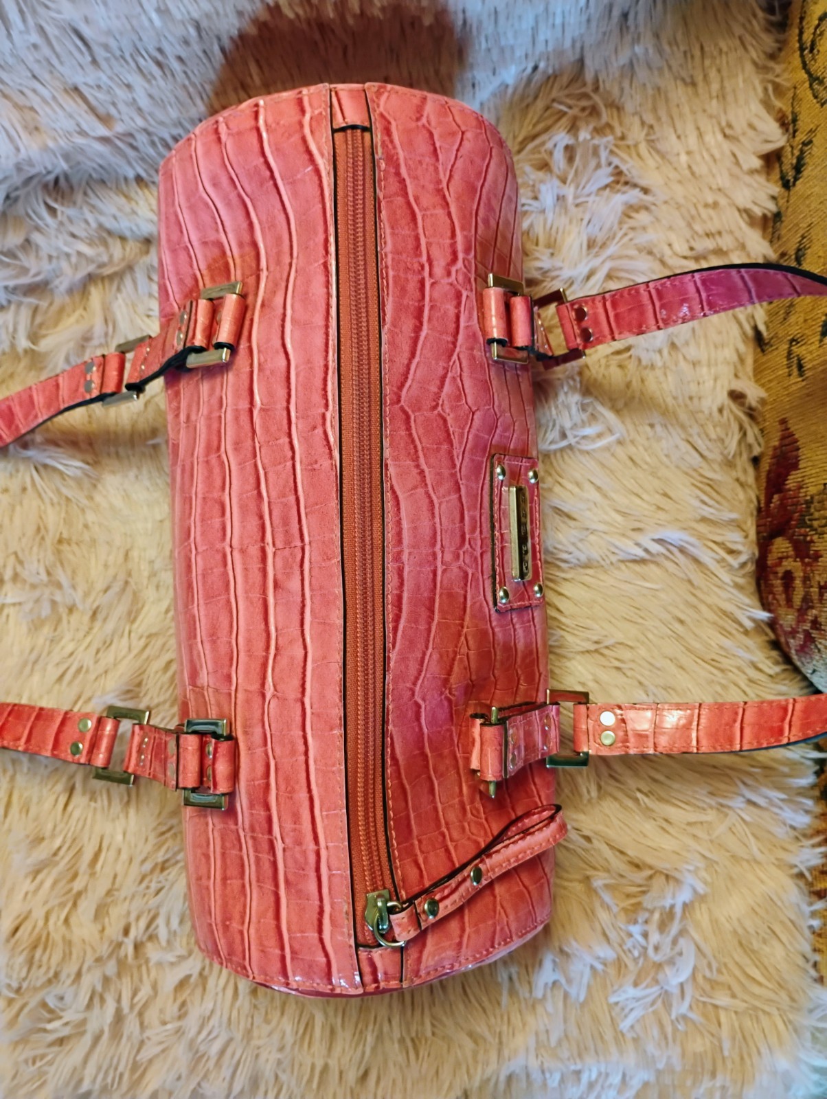 Y2K VINTAGE GUESS PINK BARRL BAG PINK CROC BARREL BAG PINK GUESS SHOULDER BAG