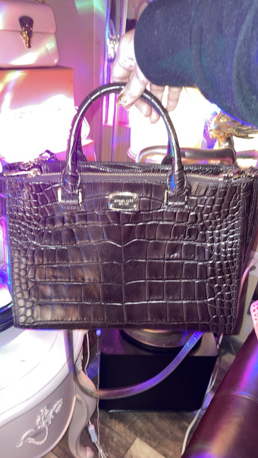 Michael Kors Dark Chocolate Kellen Top Double Zip Satchel