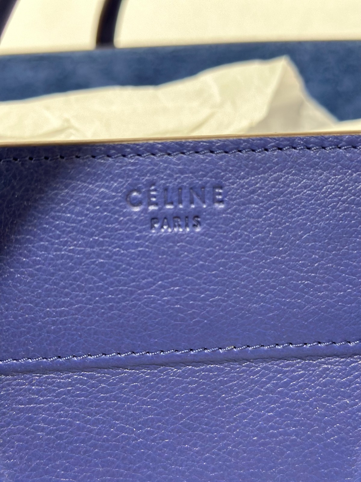 Celine Luggage Phantom Leather Handbag Midnight Indigo Blue Medium Size NEW!