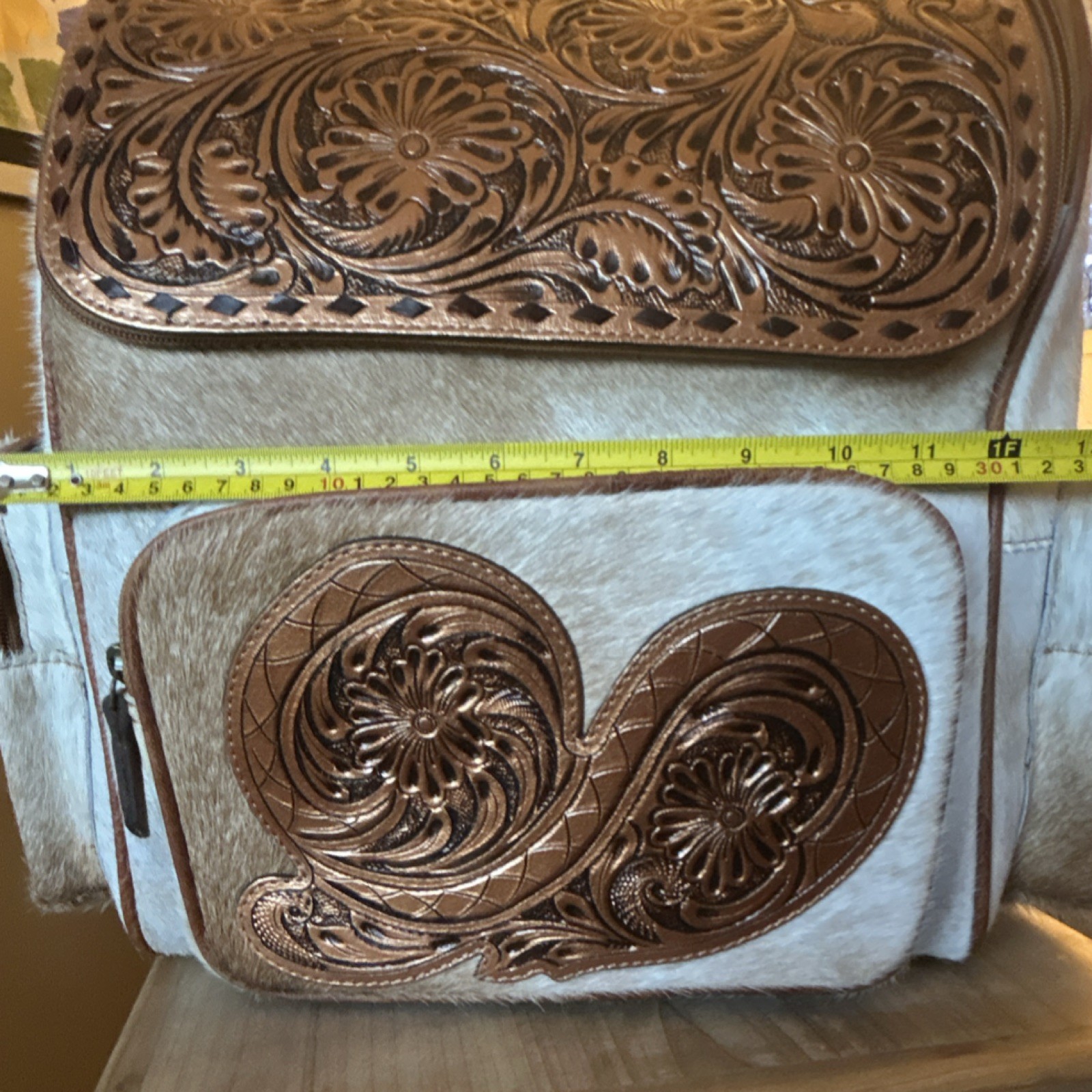 Women’s Western Tooled Floral Shoulder Bag Zip, Detachable Adjustable Strap