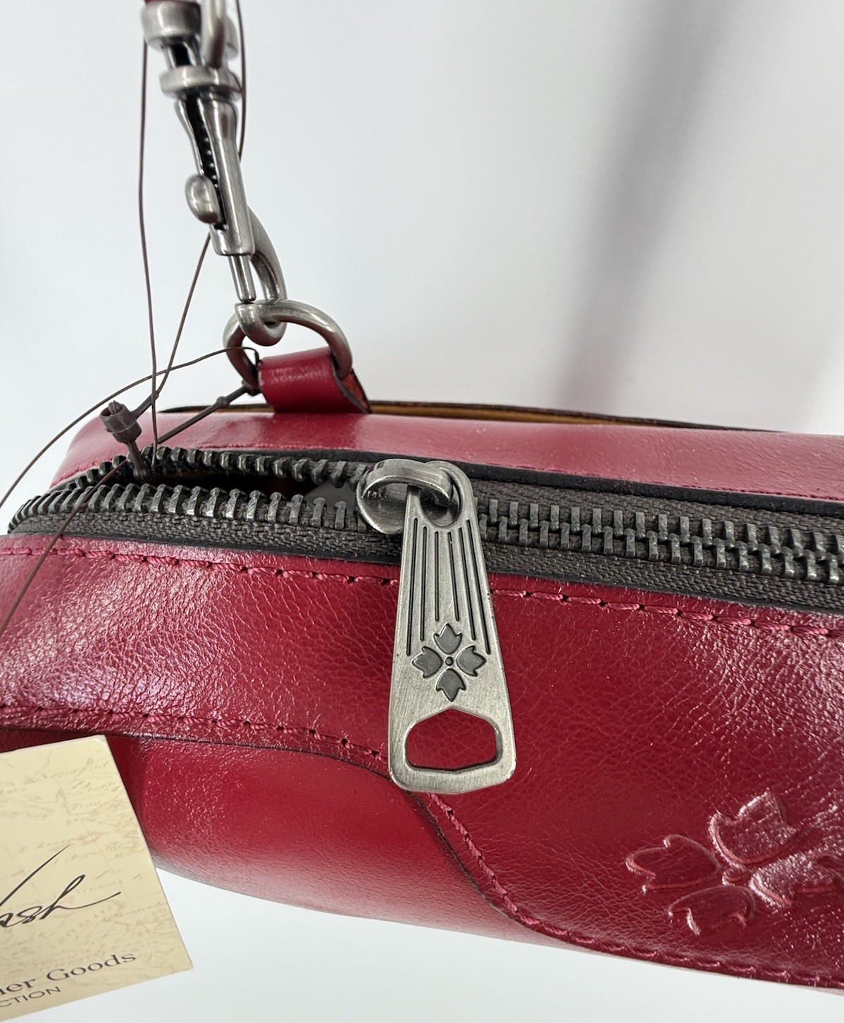 Patricia Nash Joliet Cranberry Leather Crossbody Convertible Clutch Pouch NWT