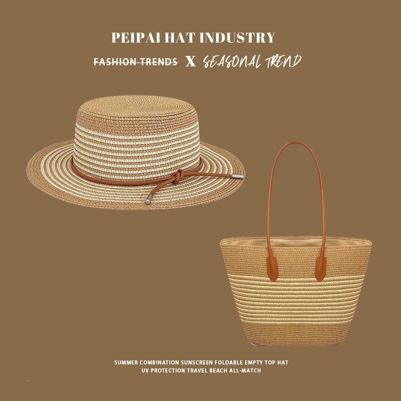 Womens Spring Summer Straw Hat And Large-capacity Bag Set Multicolor Tote And Sh