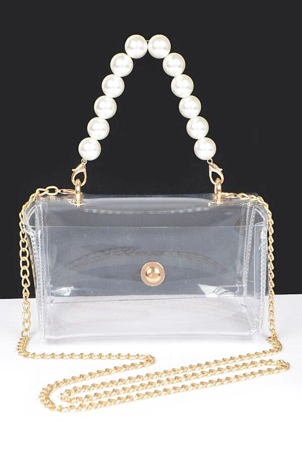 BNWT Brand New Transparent Pearl Handle Stadium Bag Cleared Bag
