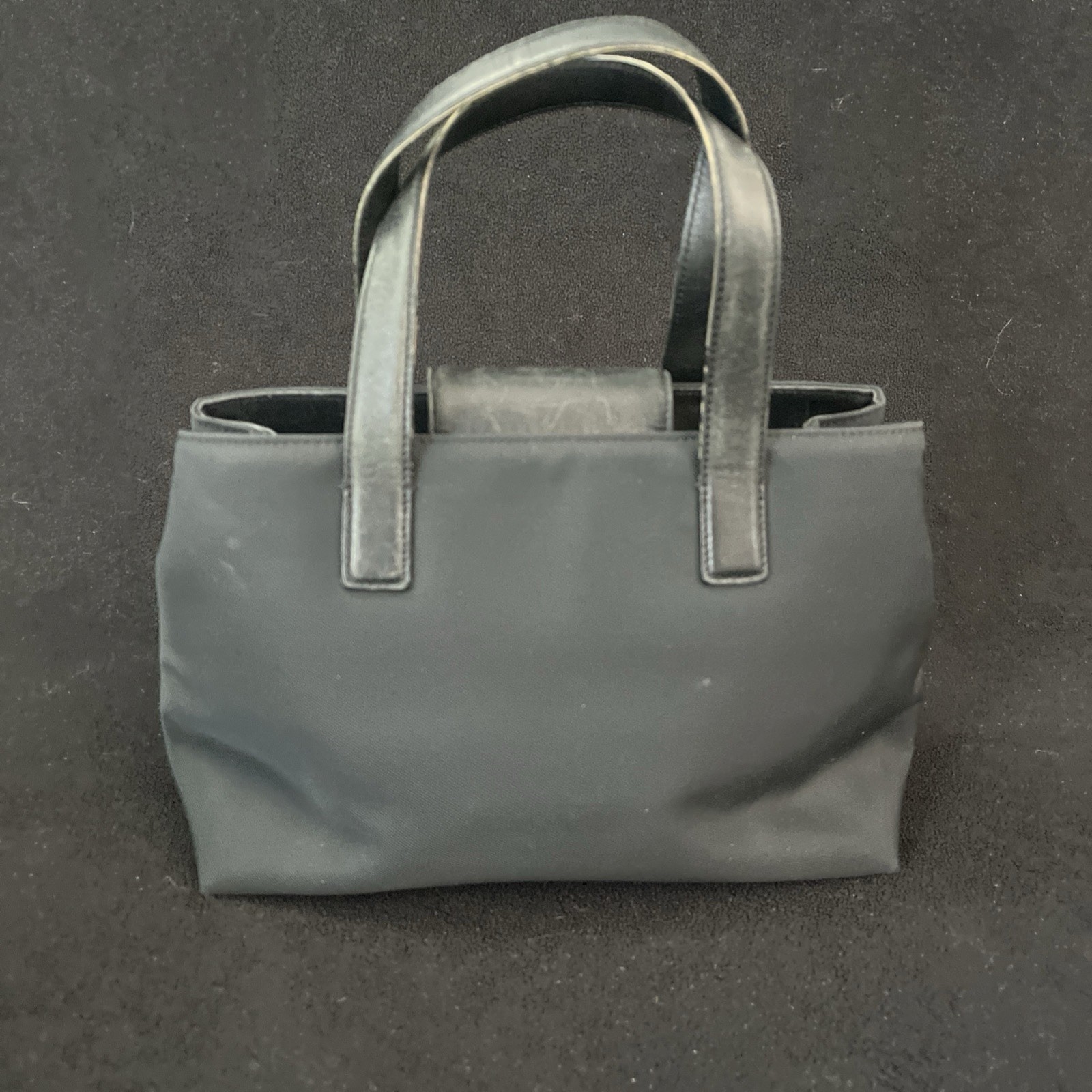 Small 7400 Coach Twill Satchel Nylon with Leather Trim Black 11in Base 8in Deep