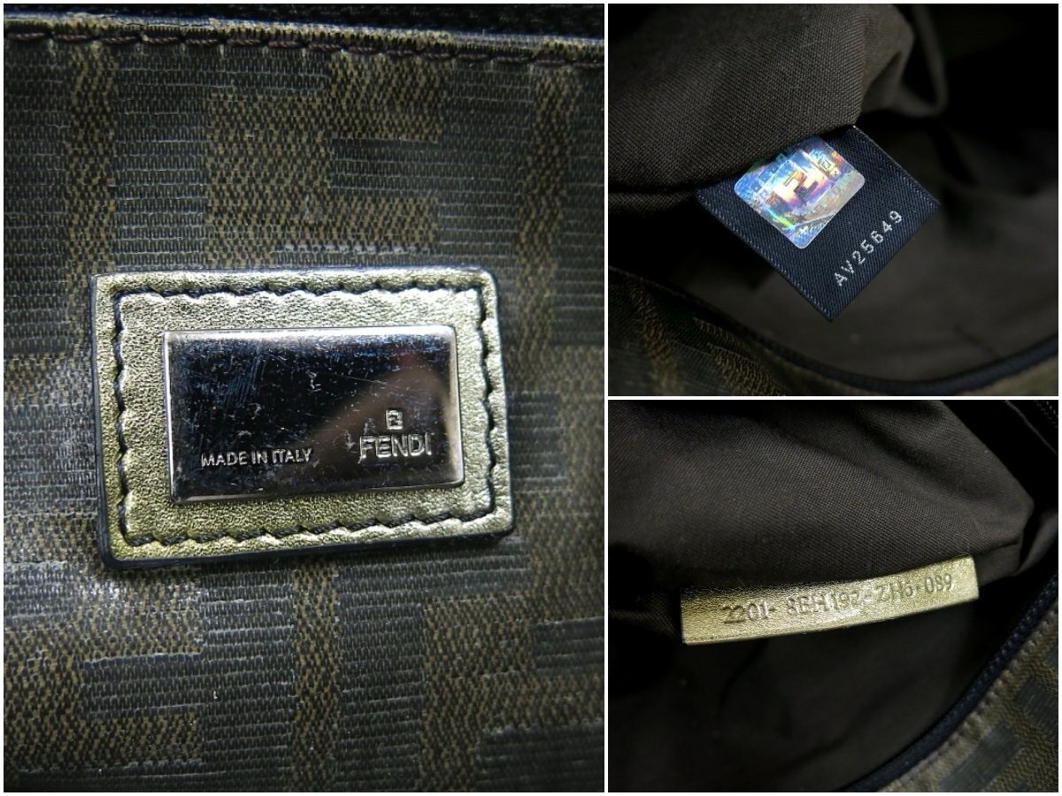 FENDI FF Zucca Monogram Woven Metallic Silver ITALY Shopper Shoulder Bag 🩷