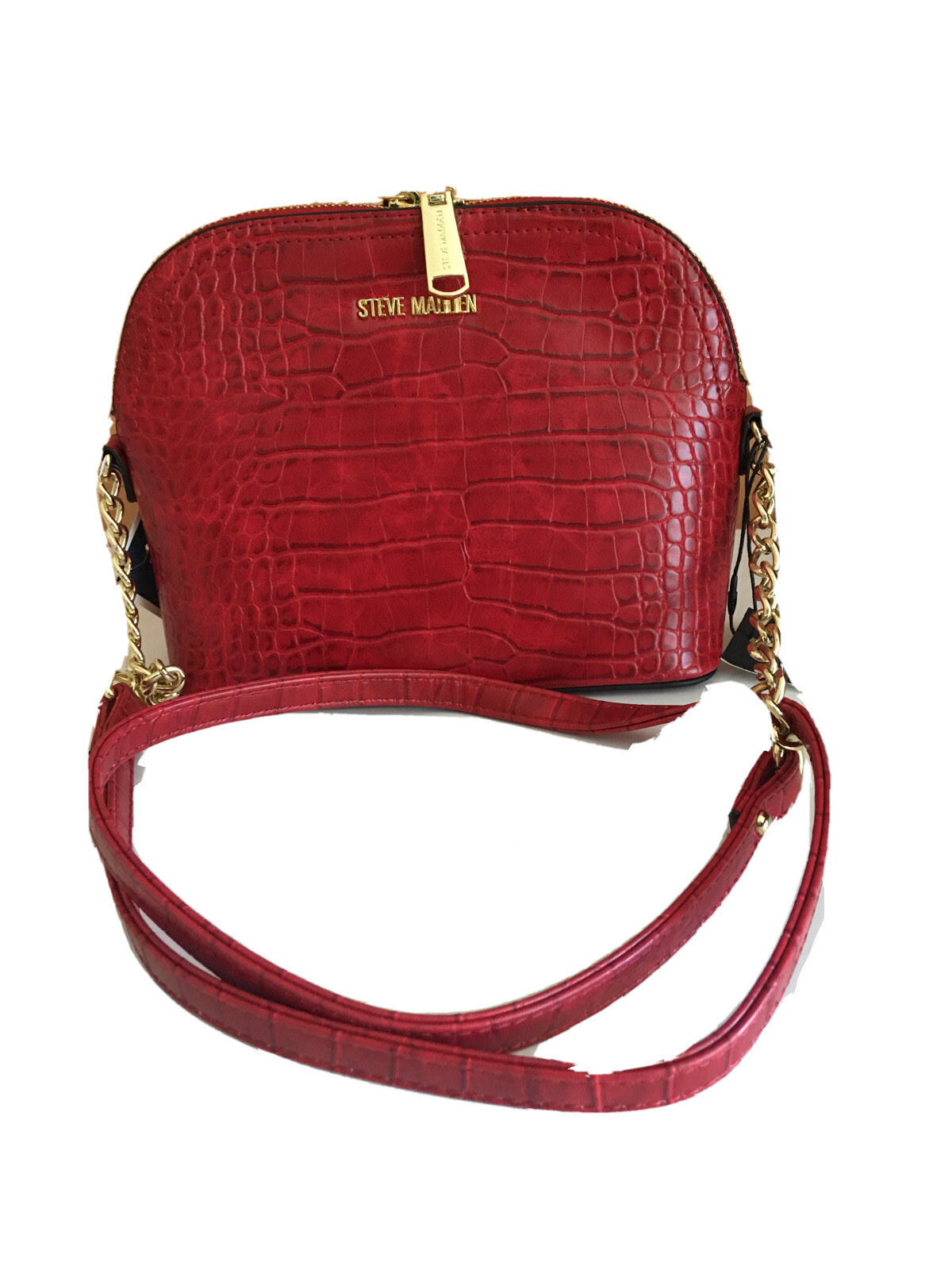 STEVE MADDEN HANDBAG~RED~BMAGGIE SNAKE DESIGN GOLD HARDWARE~BEAUTIFUL & UNIQUE!
