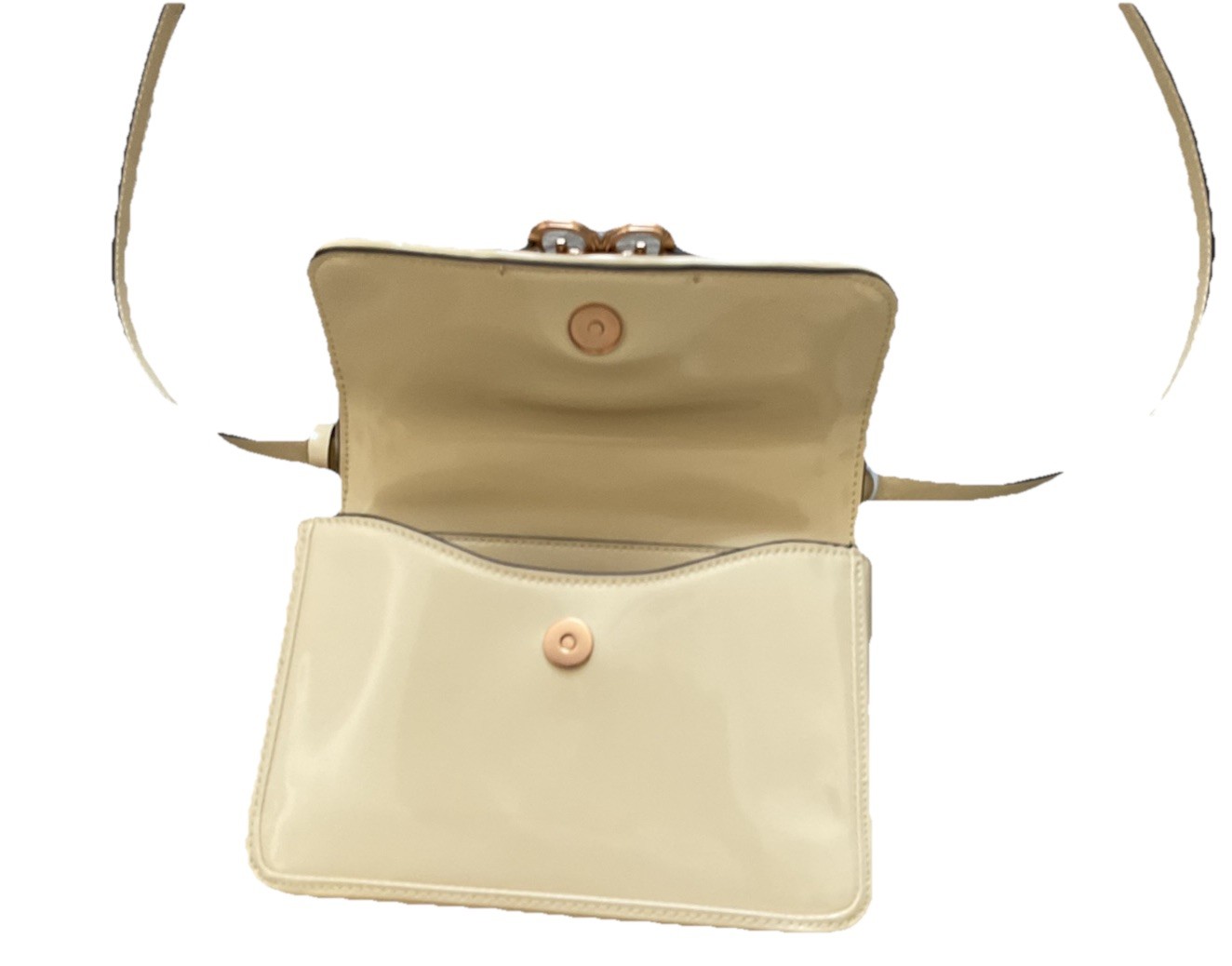 Sam Edelman Women’s Bag Purse Small Cream Faux Patent Crossbody Bag NEW